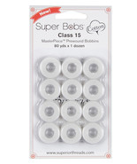 Super Bobs MasterPiece Cotton 80yd Prewound Bobbins 12ct Class 15 Blanc - €16,43 EUR