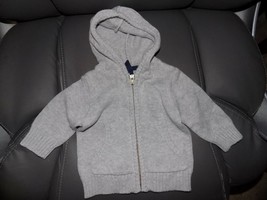 Carter&#39;s Gray Knit Hooded Zip Sweater Jacket Size 3 Months Boy&#39;s EUC - £13.84 GBP