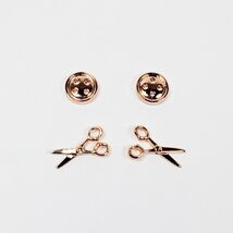 Button and Scissors Earring Set of 2 Rose Gold - $39.95