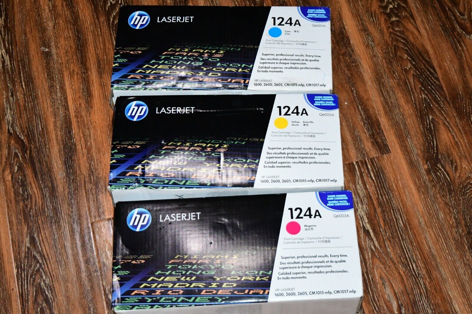 HP SET OF 3 CMYK Q6001A Q6002A Q6003A Toner Cartridge Genuine OEM 124A 515c2 - $209.25