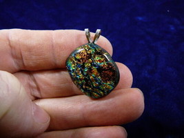 (#DL-838) Dichroic Fused Glass Pendant Jewelry Orange Blue Green - £27.19 GBP