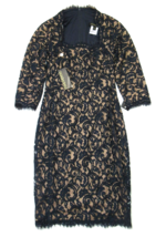 Nwt Tadashi Shoji Queen Anne Sheath In Navy Nude Lace Square Neck Dress 0 - £77.40 GBP
