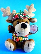 Rare 1998 Reindeer w Vest &amp; Hat Cap COCA COLA BEAN BAG PLUSH 7.5&quot; - $6.23
