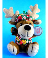 Rare 1998 Reindeer w Vest &amp; Hat Cap COCA COLA BEAN BAG PLUSH 7.5&quot; - $8.54 CAD