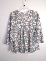 Andree By Unit BOHO Green &amp; Pink Rose Floral Print 3/4 Sleeves Pullover Medium - $12.87