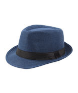 HOT Blue Straw Jazz Fedora Hat Trilby Cuban Sun Cap - Panama Short Brim ... - £15.12 GBP