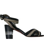 NIB ELISA FERARE heels 7 sandals shoes black patent tan leather clear he... - £103.90 GBP