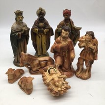 Vtg Nativity Set Figures Made In Japan Large 9 Pc Chalk Ware Replacement READ - £50.93 GBP