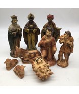 Vtg Nativity Set Figures Made In Japan Large 9 Pc Chalk Ware Replacement... - £51.14 GBP