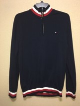 Tommy Hilfiger Men&#39;s COTTON Quarter Zip Sweater Pullover Navy SZ XL NEW - £66.56 GBP
