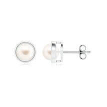 ANGARA Freshwater Pearl Solitaire Stud Earrings in Silver for Women (5mm) - $267.40+