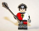 Knight Red and White Gold Cross Castle soldier Custom Minifigure - $4.30