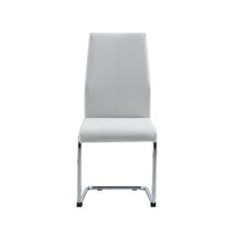 Set Of 4 Modern White Dining Chairs With Chrome Metal Base - £397.93 GBP