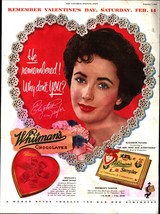Vintage 1953 Elizabeth Taylor sexy Whitman&#39;s Sampler Candy Valentines ad d9 - £19.27 GBP