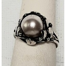 Vintage Sterling Silver And Pearl Ring Size 5.25 Sky - $43.76