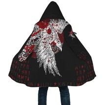Fashion Odin Vi style men&#39;s winter cloak tattoo 3D printing fleece hooded cloak  - £141.54 GBP