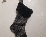 Handmade Crochet Crushed Velvet Christmas Stocking Black Color - $521.93 MXN