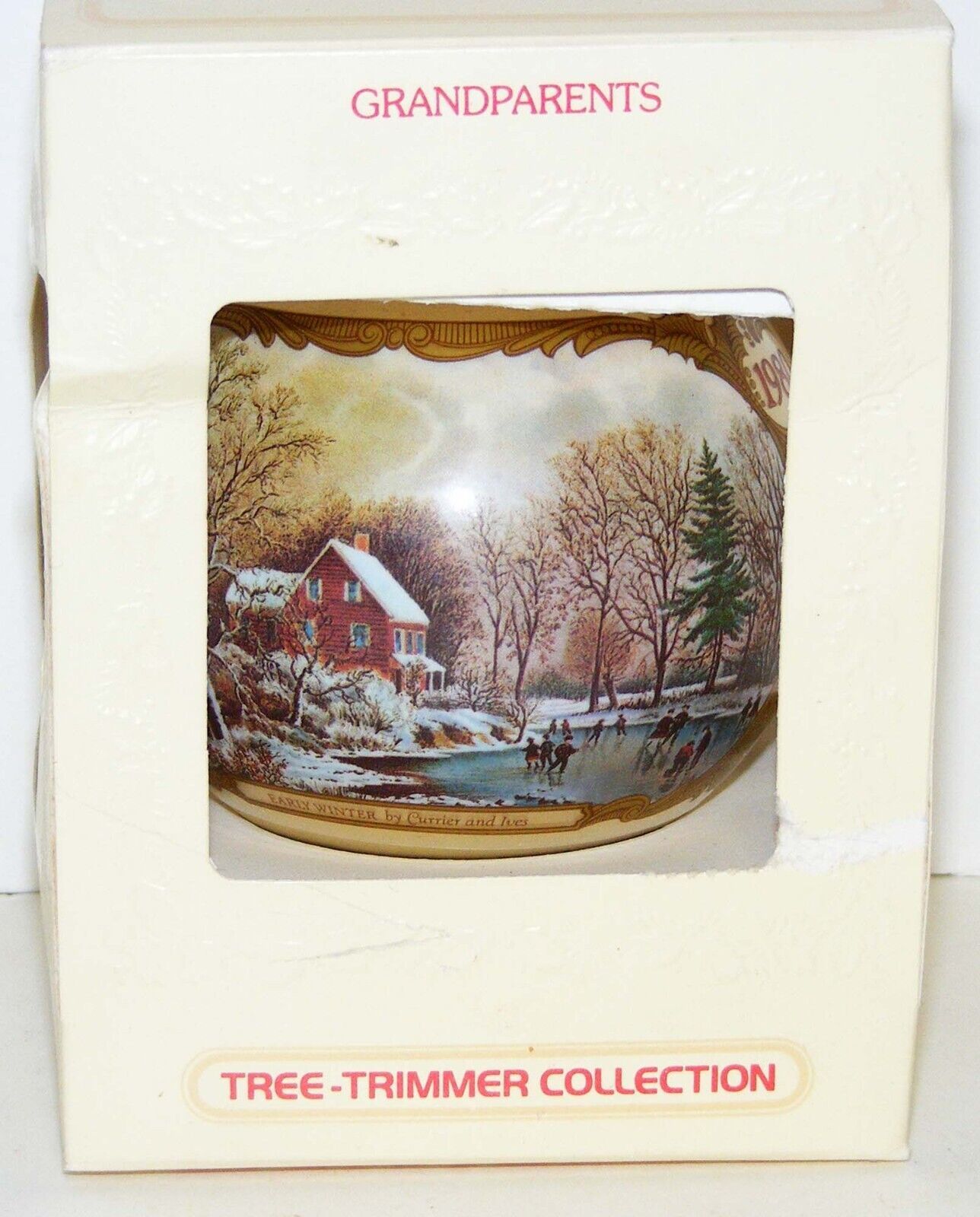 Hallmark GRANDPARENTS Vintage 1980 Ornament QX213-4 Currier & Ives Design - £9.57 GBP