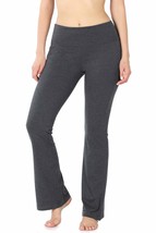 Zenana Premium Cotton FOLD Over Yoga Flare Pants, Charcoal, Large - $21.95
