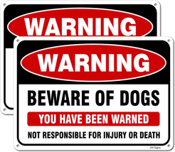 Beware of Dog Sign (2 Pack) 10”X7” Reflective Metal Signs 0.40 Aluminum Sign Pre - £14.66 GBP