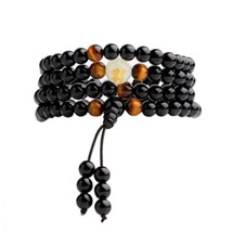 6/8mm Luminous Obsidian Bracelet Yoga Black OMen Women 108 Buddha Beads Men Wome - £11.51 GBP