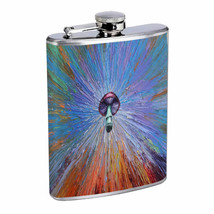Groovy Trippy Mushrooms D6 Flask 8oz Stainless Steel Hip Drinking Whiskey - £11.83 GBP