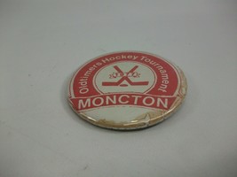 Moncton Oldtimers Hockey Tournament 1977 2.5&quot; Vintage Pinback Pin Button - £2.40 GBP