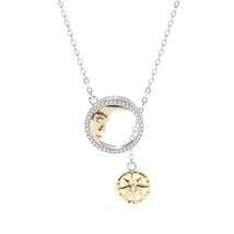 Moon Sun Pendant Necklace For Women 925 Sterling Silver Boho Couple Maxi Colar C - £20.55 GBP
