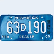 2005 United States Michigan Base Dealer License Plate 63D190 - £13.19 GBP