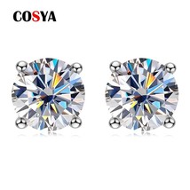 Round D Color 2 Carat Moissanite Diamond Simple Four Claw Earrings For Women Cla - £55.77 GBP