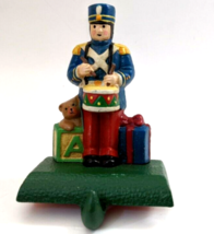 Christmas Cast iron Drummer Gifts Teddy Bear green Christmas Stocking Hanger - £20.09 GBP