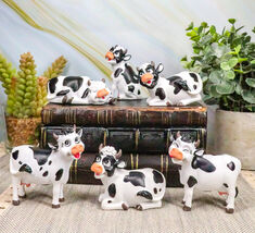 Ebros Set of 6 Whimsical Cute Bovine Cows Figurine Cattle Cow Animal Col... - $39.99