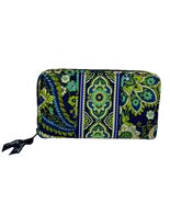 Vera Bradley Navy Blue and Green Print Quilted Zip Around Wallet - $435.54 MXN