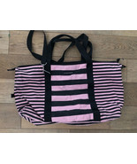 Victoria’s Secret Large Beach/Pool/Travel Tote Pink &amp; Black Striped Canv... - $10.00