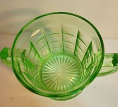 Hazel Atlas 1930's Green Uranium Sugar Bowl "D" Handles Criss Cross image 4