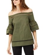 MSRP $110 Michael Kors Crochet Eyelet-Trim Top Green Size XS - $706.28 MXN