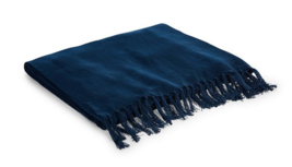 Ralph Lauren Rue Vaneau Everly "54'x72" Solid NAVY/BLUE Throw Blanket $285 Nip - $158.39