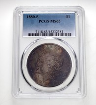 1880-S Morgan Dollaro Selezionato Da PCGS Come MS63 Raffreddamento Tonificante - £157.52 GBP