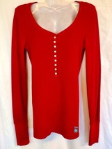 Aeropostale Women Scoop Neck Waffle Weave Long Sleeve Top Red or White M Stretch - £5.96 GBP+
