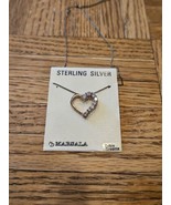 Vintage Sterling Silver/Cubic Zirconia Heart/Half Gem w/17&#39;&#39; Chain Necklace - $12.99