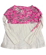 Lilly Pulitzer Girls Finn Long Sleeve Printed Top Pink &amp; White Cotton Si... - $548.33 MXN