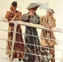 Victorian Travelers On Cruise Ship 1908 Henry Hutt Lithograph Art DWX9 - £23.53 GBP