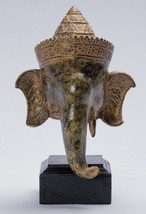 Antigüedad Khmer Estilo Montado Bronce Bayon Elefante Estatua - 25.5cm/25.4cm - £329.08 GBP