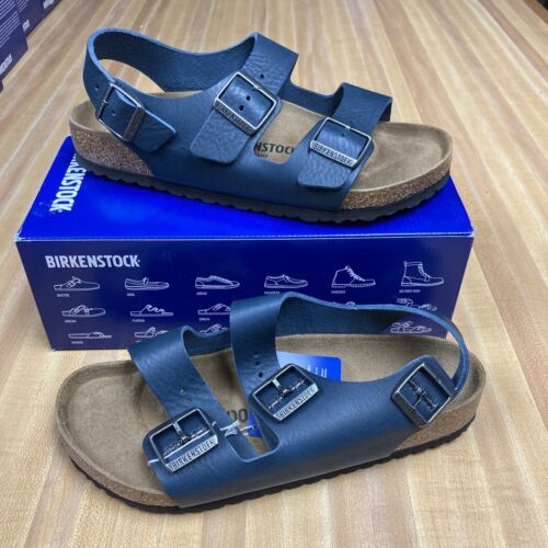 Primary image for Birkenstock Men's Milano BS Leather Midnight Sandals Size 9 US/ 42 EU - Regular