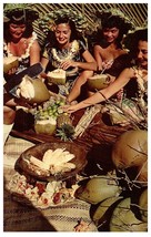 Come &amp; Eat Hele Mai e Ai Women In Lauhala Leave Hats Hawaii Postcard - £6.94 GBP