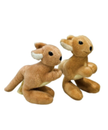 Kangaroos Roos Joeys Plushies Lot of 2 Stuffed Animals Tan 9.5 Inch Kore... - £9.95 GBP