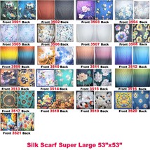 NWT Silk Scarf 53&quot;x53&quot; Double Sided Super Large Square Shawl Wrap XiangY... - £47.17 GBP