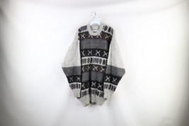 Vintage 90s Streetwear Mens 42 Wool Mohair Blend Knit Rainbow Fair Isle Sweater - £75.13 GBP