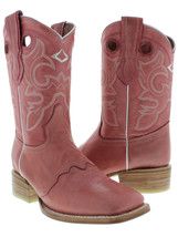 Womens Pink Mid Calf Leather Pull On Cowboy Wear Boots Riding Rodeo Squa... - £63.54 GBP