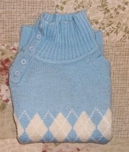 NEW Baby Sky Blue Dog Pet Preppy Argyle Sweater Button Side Stylish Coll... - £11.99 GBP